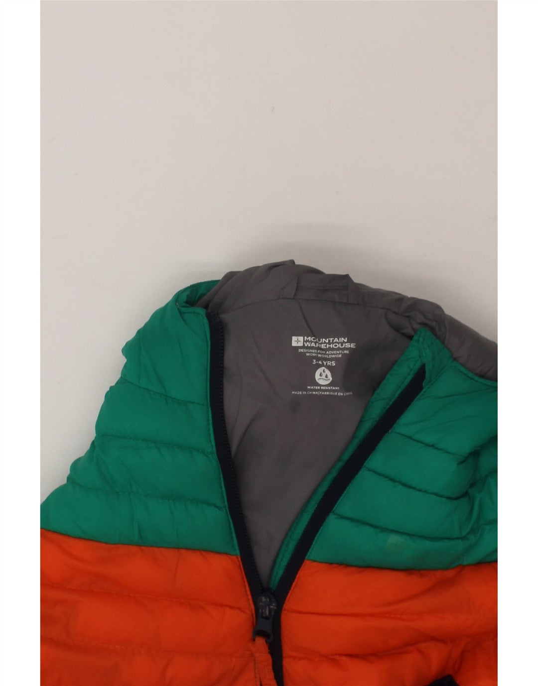 MOUNTAIN WAREHOUSE Boys Hooded Padded Jacket 3-4 Years Green Colourblock Vintage Mountain Warehouse and Second-Hand Mountain Warehouse from Messina Hembry 