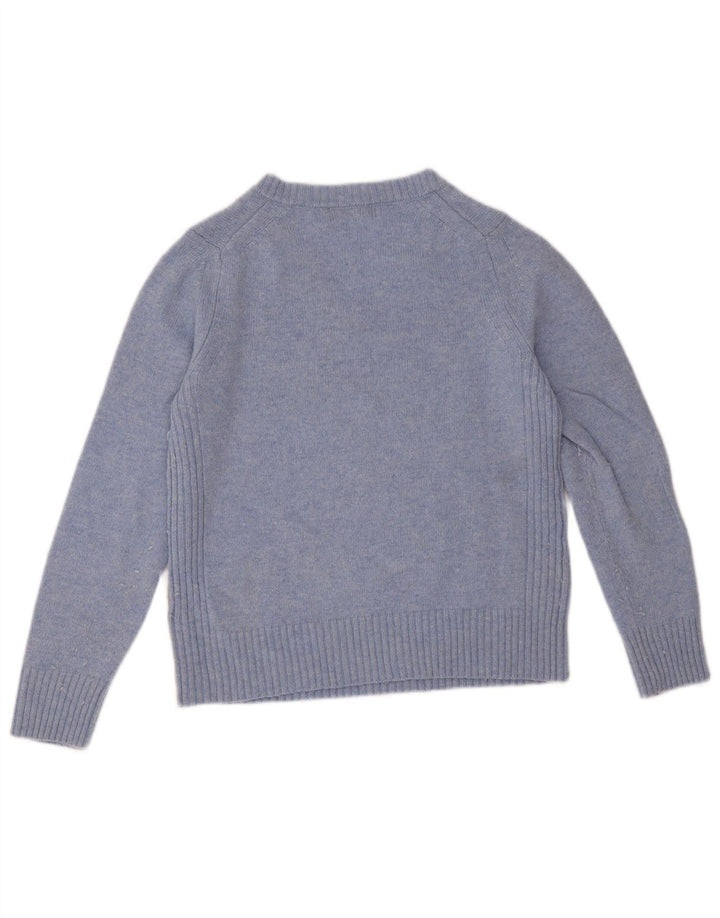 Sweter damski Marks & Spencer z dekoltem w kształcie litery V, UK 12, średni niebieski, wełna owcza