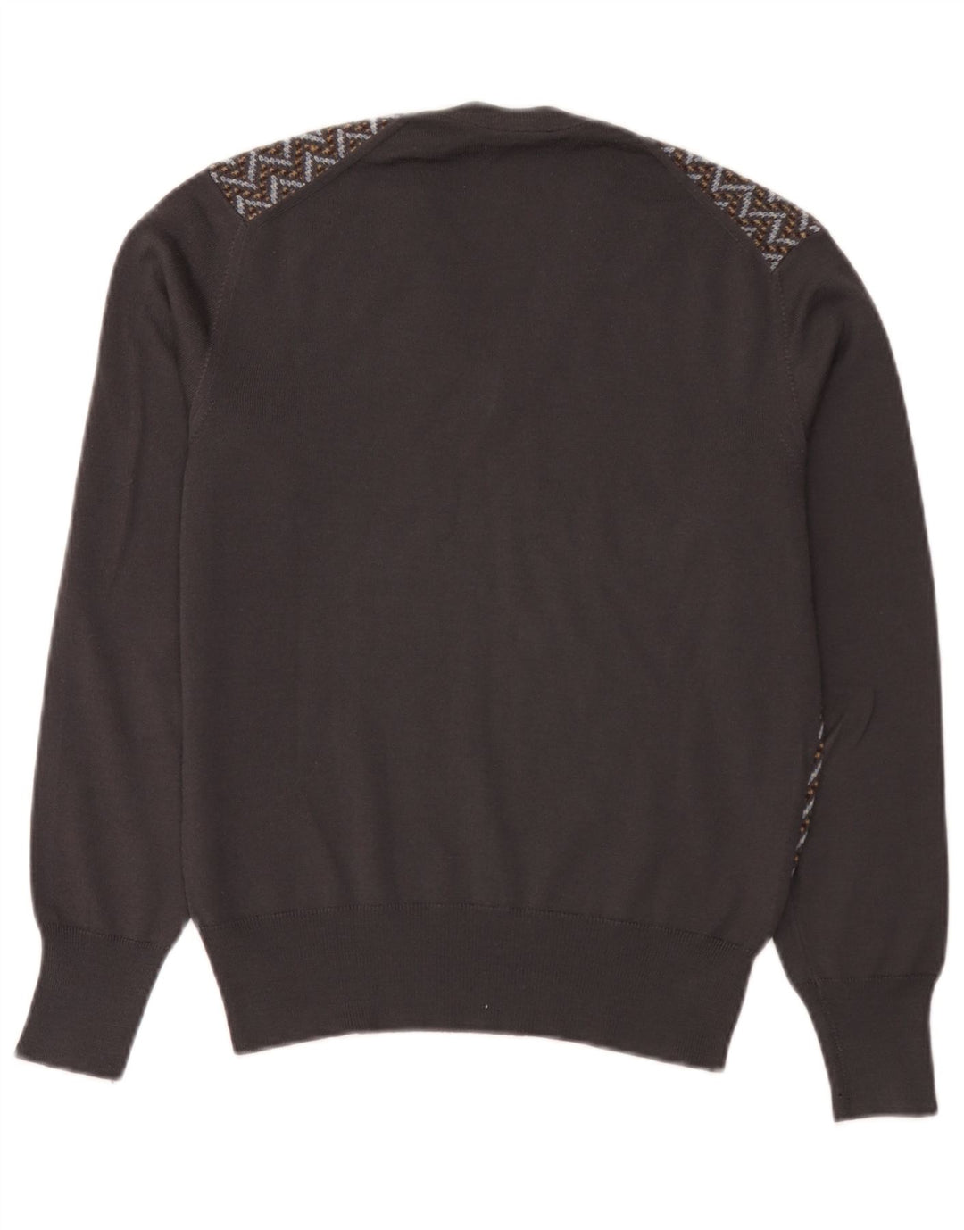 Męski sweter w stylu vintage z dekoltem w szpic IT 50 Średni brązowy geometryczny