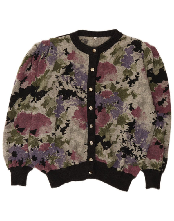 Vintage Womens Cardigan Sweater IT 48 XL Multicoloured Floral Wool