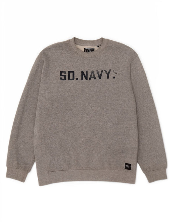 Damski sweter oversize Superdry Graphic UK 14, duży, szary, bawełniany