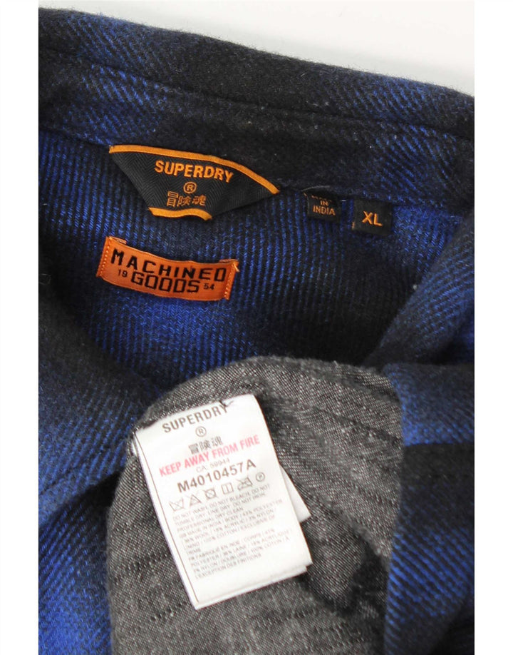 Męska koszula flanelowa Superdry Lumberjack XL, granatowa, poliester w kratkę