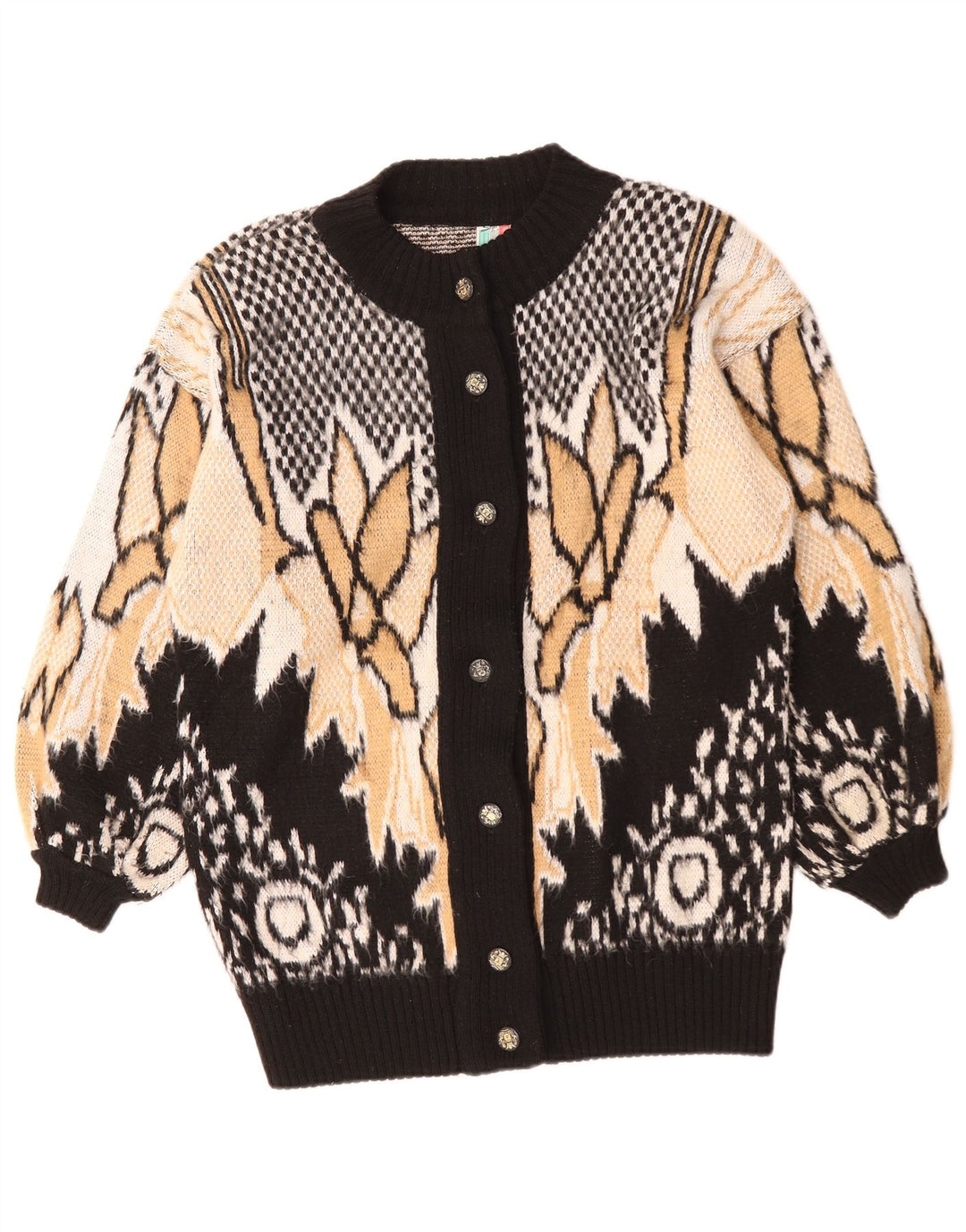 Sweter damski w stylu vintage, UK 20 2XL, wielobarwny, kwiatowy