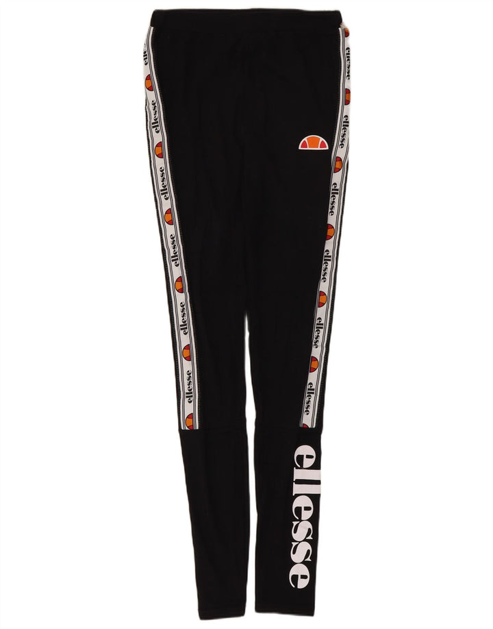 Damskie legginsy Ellesse Graphic UK 4 XS, czarne, bawełniane z blokami kolorów