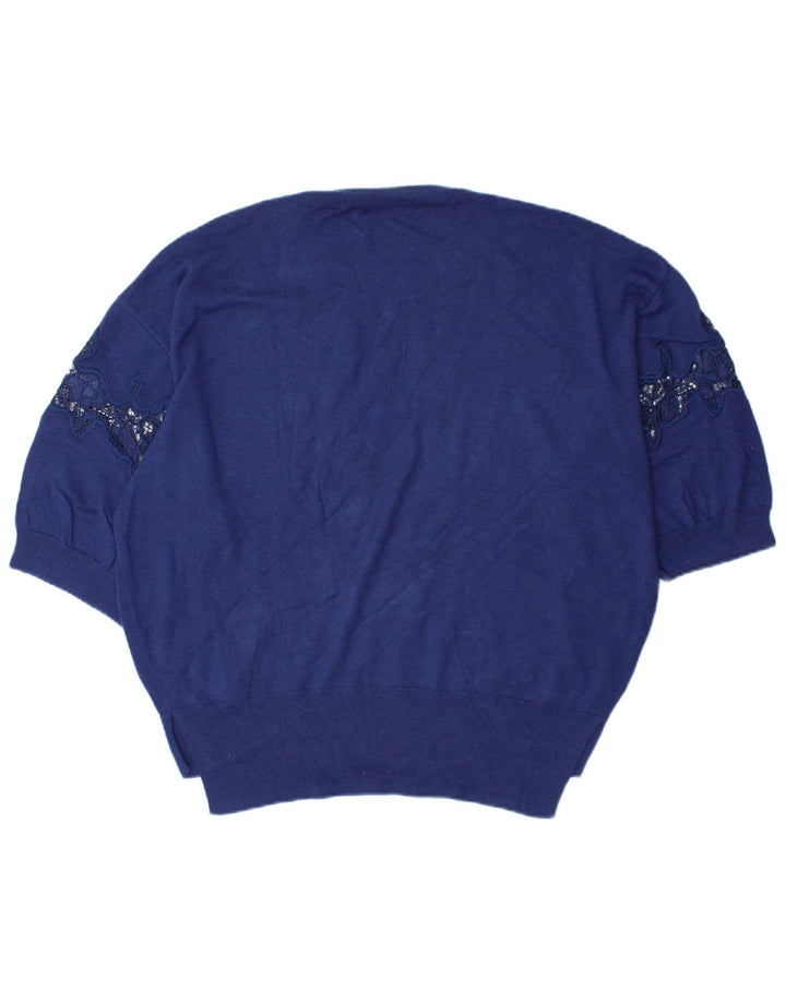 MASSIMO DUTTI Damski sweter oversize z okrągłym dekoltem UK 14, średni niebieski