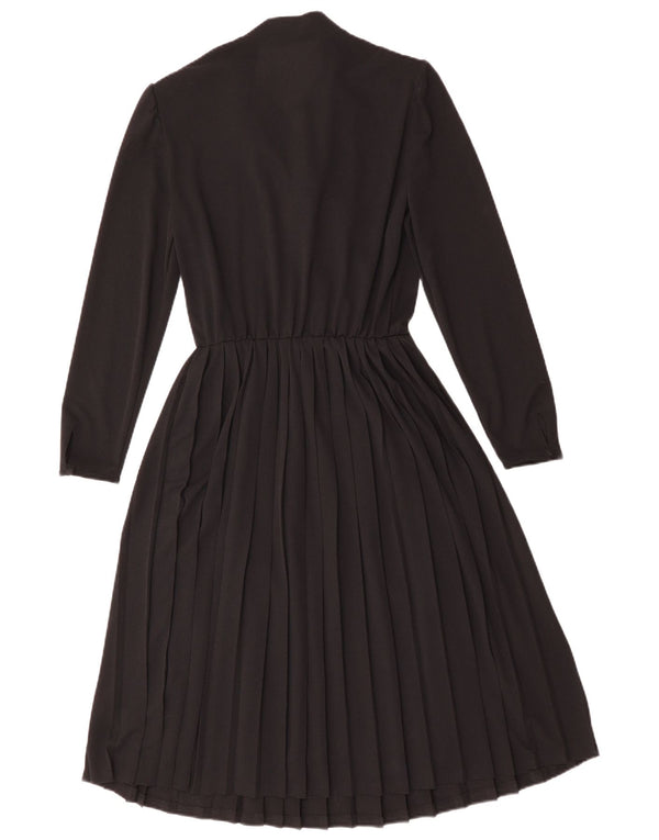 Vintage damska sukienka o linii A z długim rękawem UK 12, średnia czerń