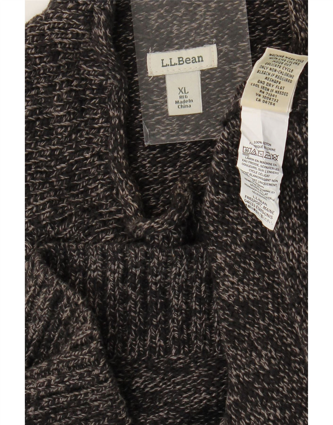 Damski sweter z golfem L.L.Bean UK 18 XL, szara, nakrapiana bawełna