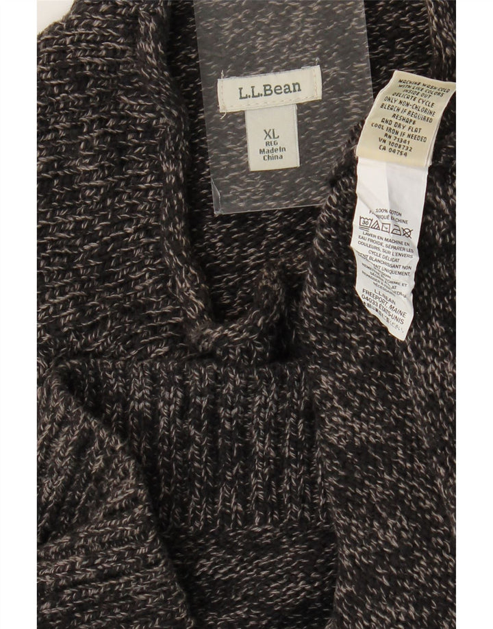 Damski sweter z golfem L.L.Bean UK 18 XL, szara, nakrapiana bawełna