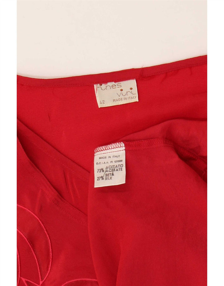 Damska bluzka o luźnym kroju w stylu vintage IT 42 Średni czerwony octan