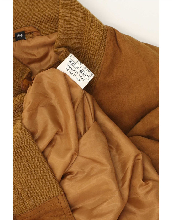 Vintage męska zamszowa kurtka bomber IT 54 2XL brązowa skóra