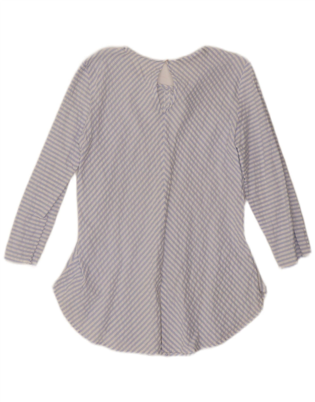 ZARA Womens 3/4 Sleeve Blouse Top UK 12 Medium Blue Striped