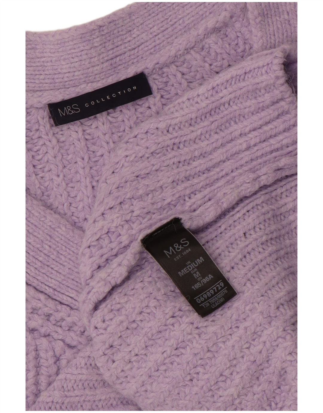 Marks & Spencer Damski sweter oversize z dekoltem w kształcie litery V, UK 14, średni fiolet