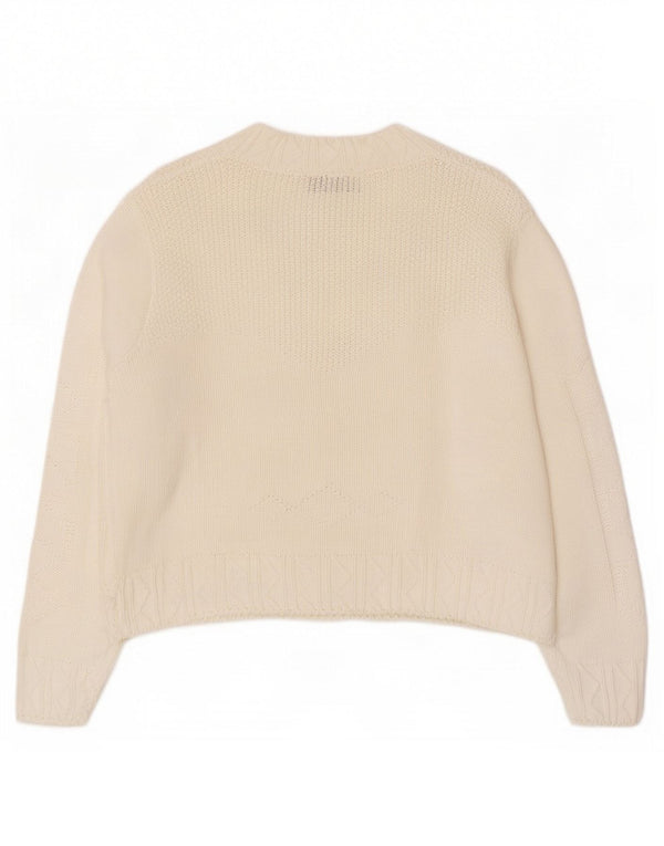 Damski sweter rozpinany Benetton IT 48 XL, biała bawełna