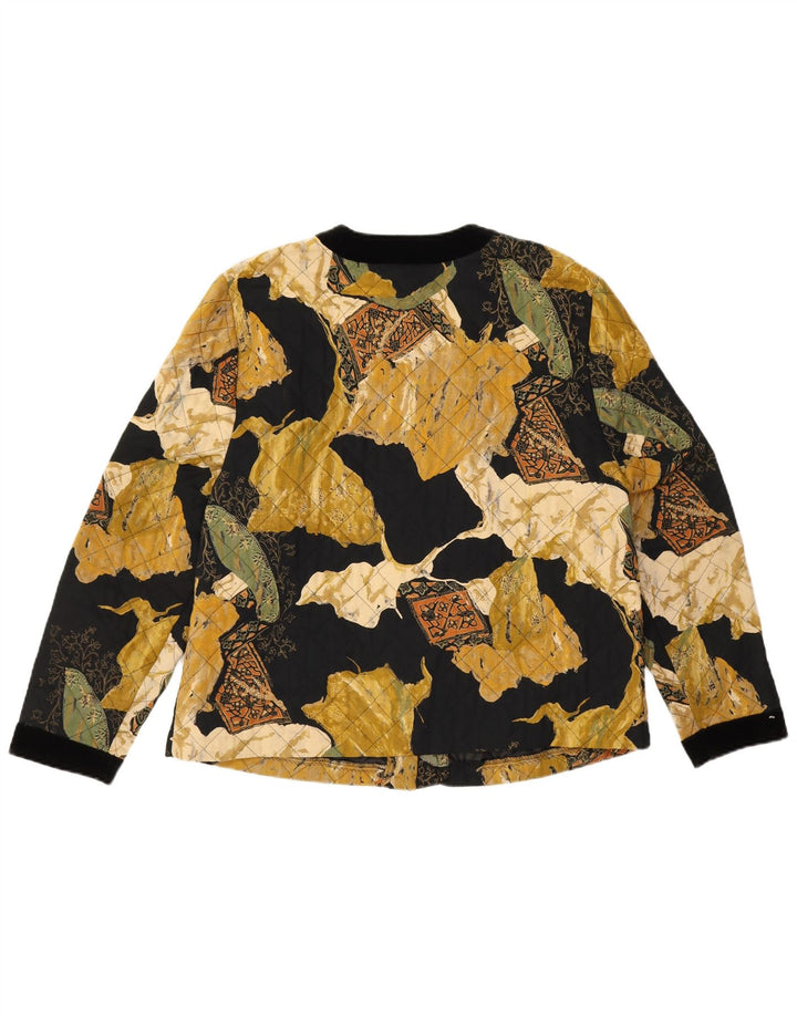 Damska pikowana kurtka w stylu vintage w abstrakcyjny wzór UK 14, duża czarna