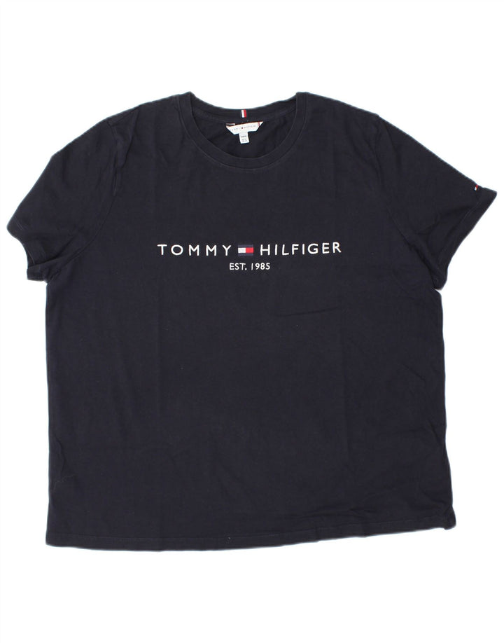Damska koszulka z grafiką TOMMY HILFIGER Top UK 18 XL, granatowa, bawełniana