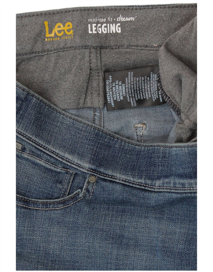 Damskie jeansy jeggingowe LEE Capri US 16 2XL W38 L21 Niebieskie, bawełniane