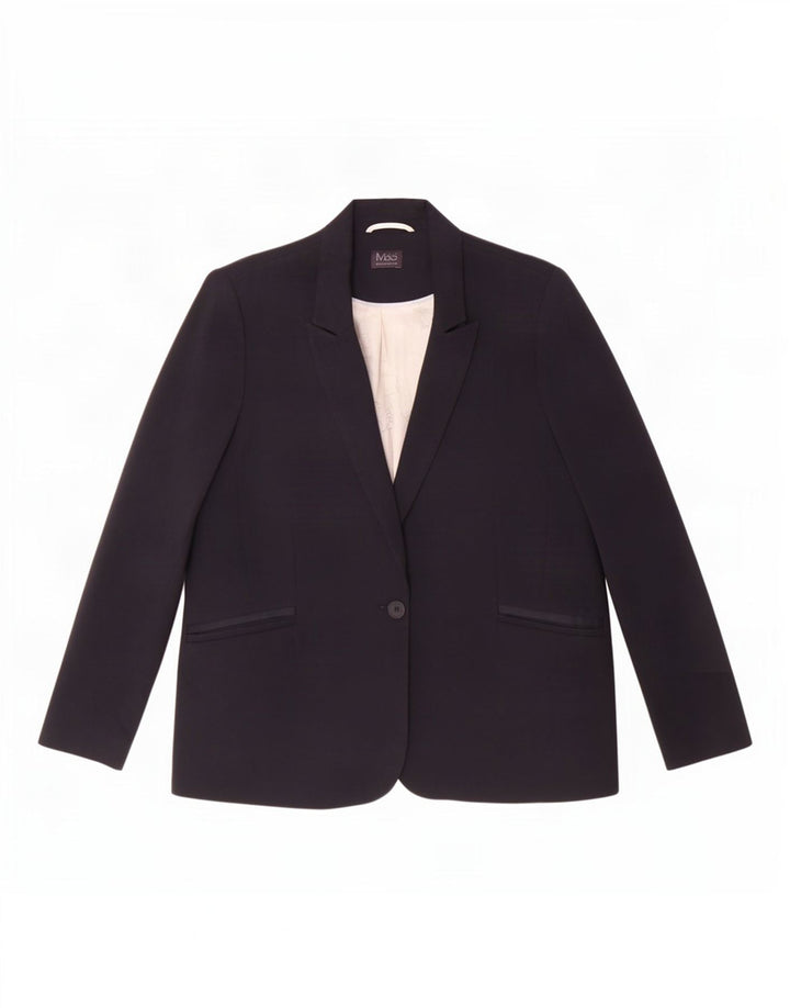 Marks & Spencer Damska marynarka zapinana na 1 guzik UK 20 2XL Granatowy poliester