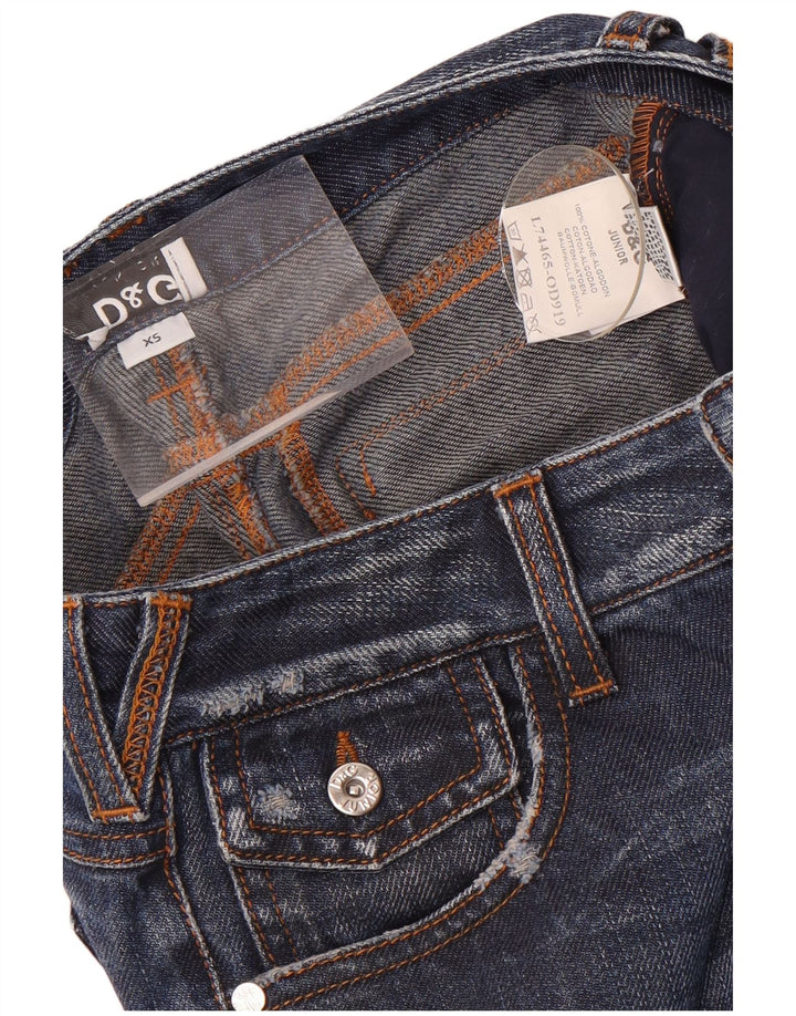 Dolce & Gabbana Damskie proste dżinsy XS W26 L30 Niebieskie patchworkowe bawełniane