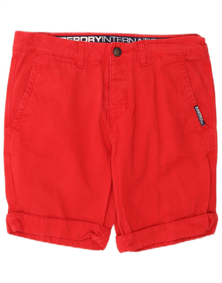 SUPERDRY Męskie spodenki chino średnie W32 czerwone bawełniane