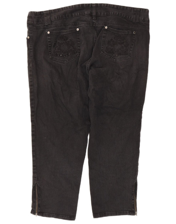 Autograph  Womens Cropped Jeans UK 20 2XL W42 L26 Black Cotton