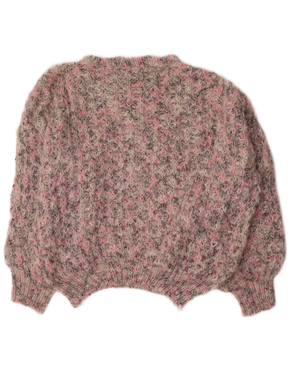 Sweter damski w stylu vintage z dekoltem w łódkę UK 18 XL Szary nakrapiany