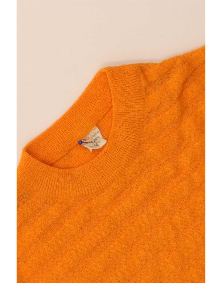 Vintage damski sweter z okrągłym dekoltem IT 46 w duże pomarańczowe paski