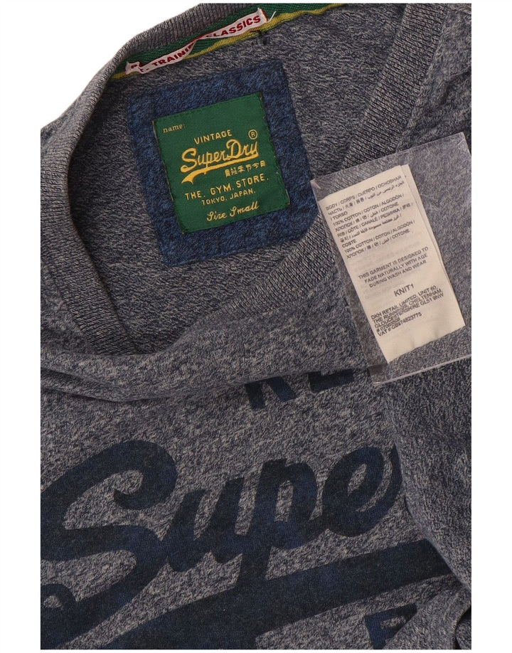 SUPERDRY Męski T-shirt z grafiką, mały, niebieski, bawełniany w cętki