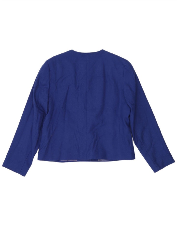 AVOCA Womens 5 Button Blazer Jacket UK 14 Medium Blue Wool