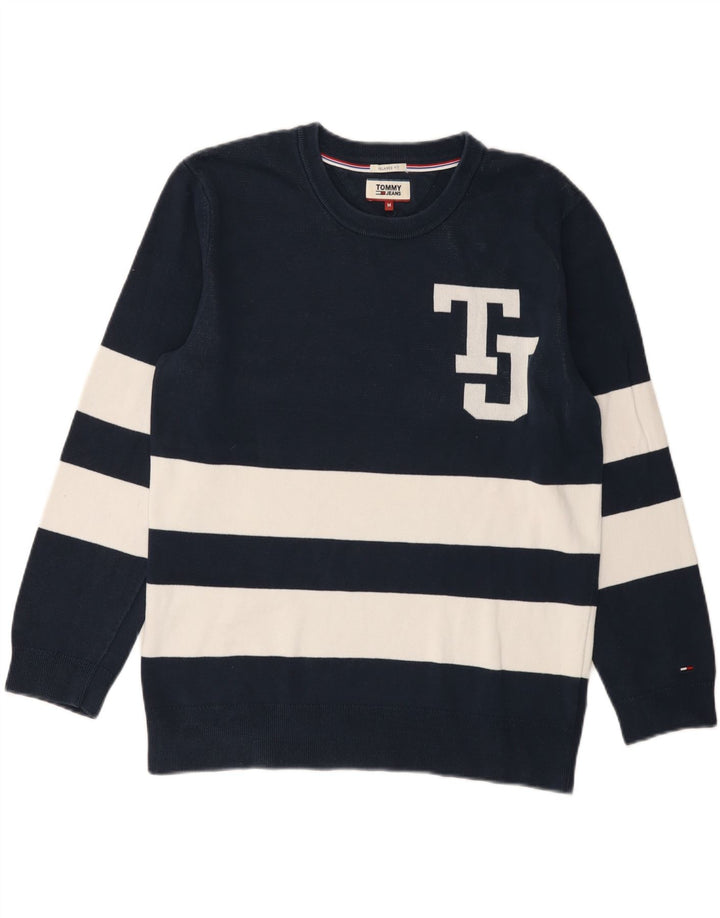 Męski sweter Tommy Hilfiger z graficznym wycięciem pod szyją, średni granatowy