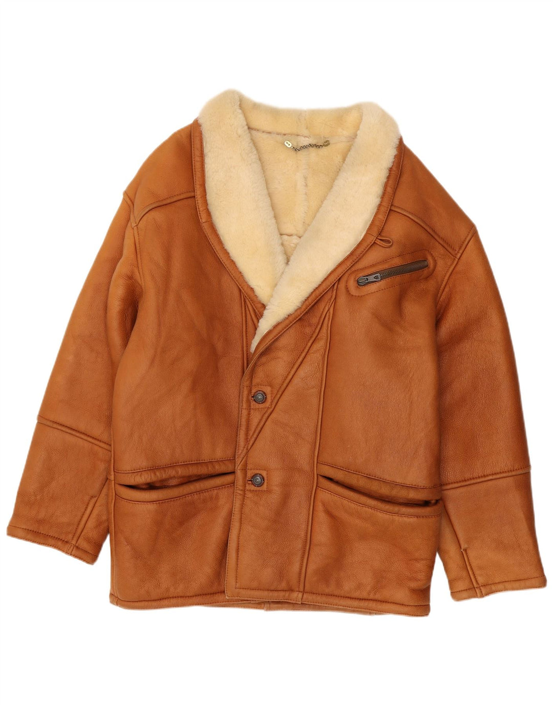 Vintage męska kurtka Shearling IT 56 3XL Brązowa kurtka Shearling