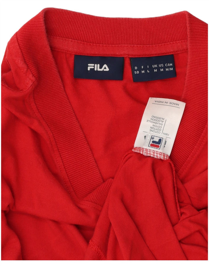 T-shirt męski Fila Top, średnio czerwony, bawełniany