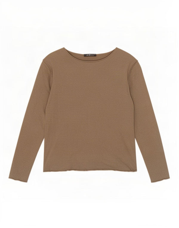Damski krótki top Massimo Dutti z rękawem 3/4, UK 6 XS, khaki