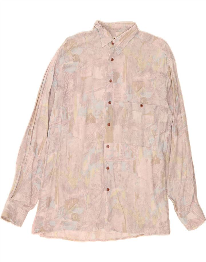 GREENFIELD Mens Abstract Pattern Shirt Size 41 42 Large Beige Viscose Vintage Greenfield and Second-Hand Greenfield from Messina Hembry 