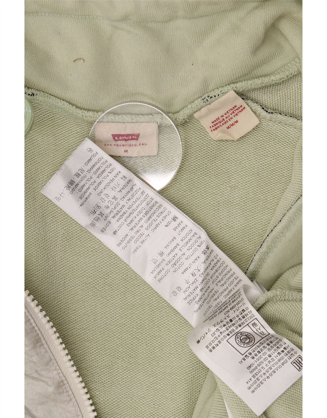 Damska bluza Levi's z zamkiem błyskawicznym, UK 14, kolor blokowy średniej zieleni