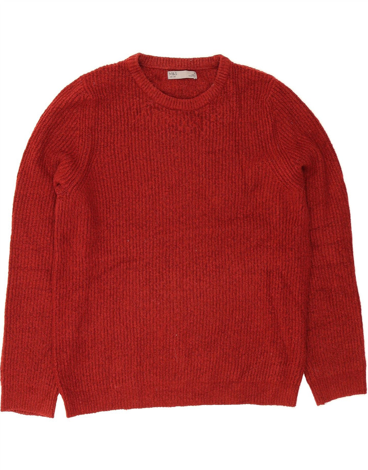 MARKS & SPENCER Womens Crew Neck Jumper Sweater UK 14 Medium Red Acrylic Vintage Marks & Spencer and Second-Hand Marks & Spencer from Messina Hembry 