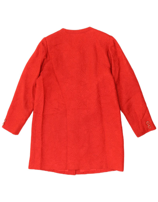 Vintage Womens Longline Blazer Jacket UK 12 Medium Red Geometric