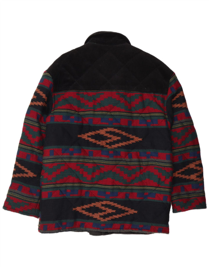 Męska pikowana kurtka VINTAGE UK 40, duża, wielokolorowa, geometryczna