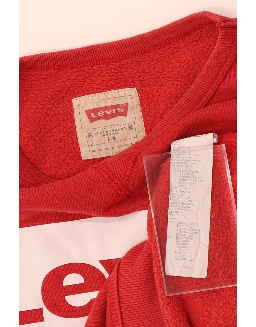 Bluza chłopięca LEVI'S z grafiką, 13-14 lat, czerwona, bawełniana