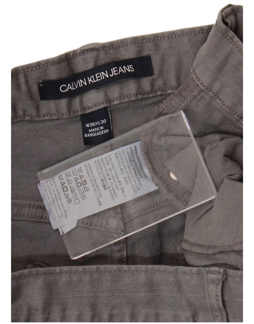 CALVIN KLEIN Męskie proste dżinsy W36 L30 Szara bawełna