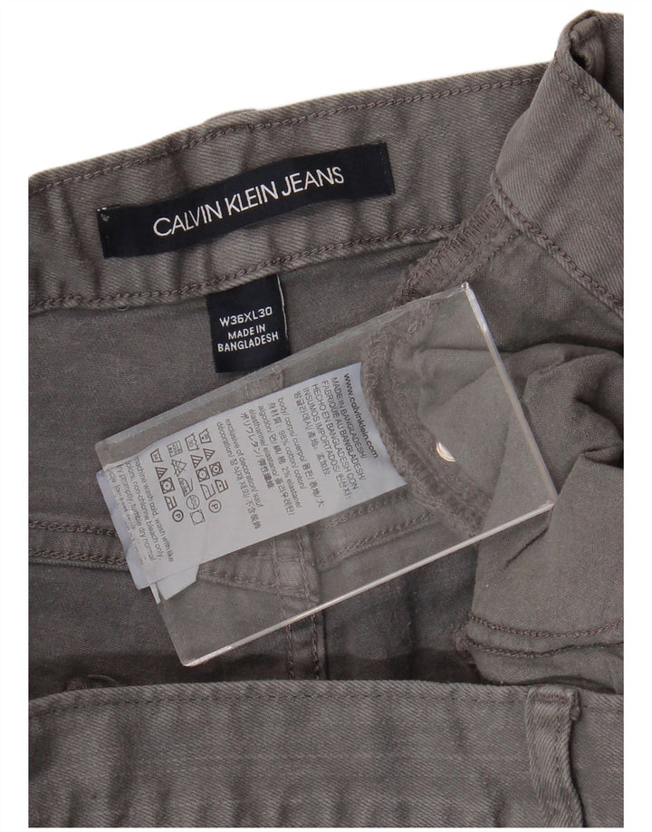 CALVIN KLEIN Męskie proste dżinsy W36 L30 Szara bawełna