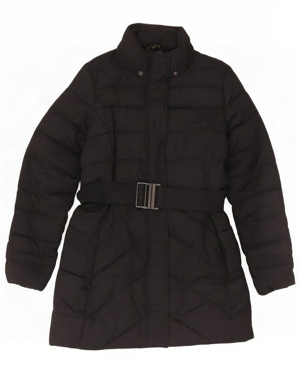Damski płaszcz ocieplany Barbour UK 14, duży, czarny w jodełkę