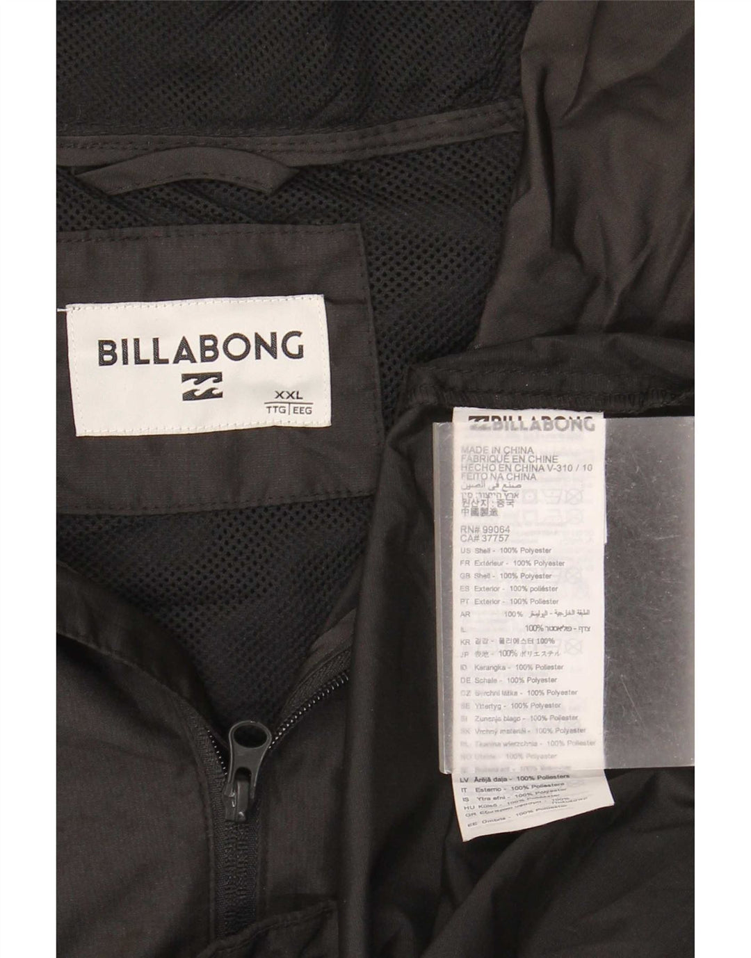 Męska kurtka przeciwdeszczowa z kapturem Billabong UK 44 2XL Czarny poliester