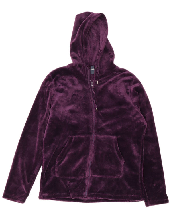 Mountain Warehouse Womens Velour Zip Hoodie Sweater UK 16 Large Purple