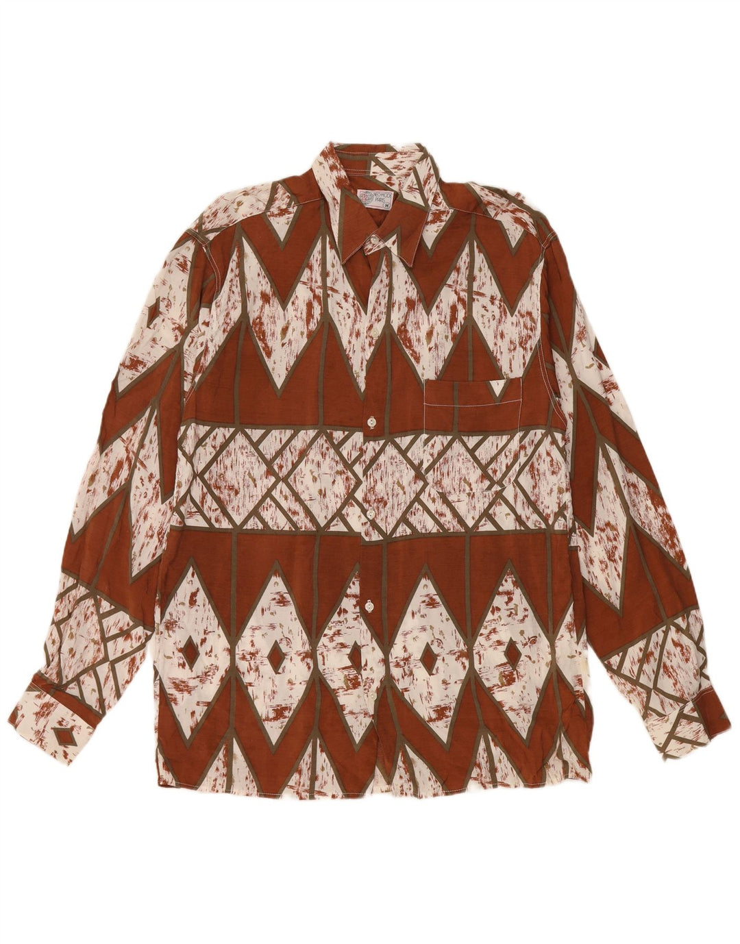 Koszula męska w stylu vintage, średnio brązowa, geometryczna