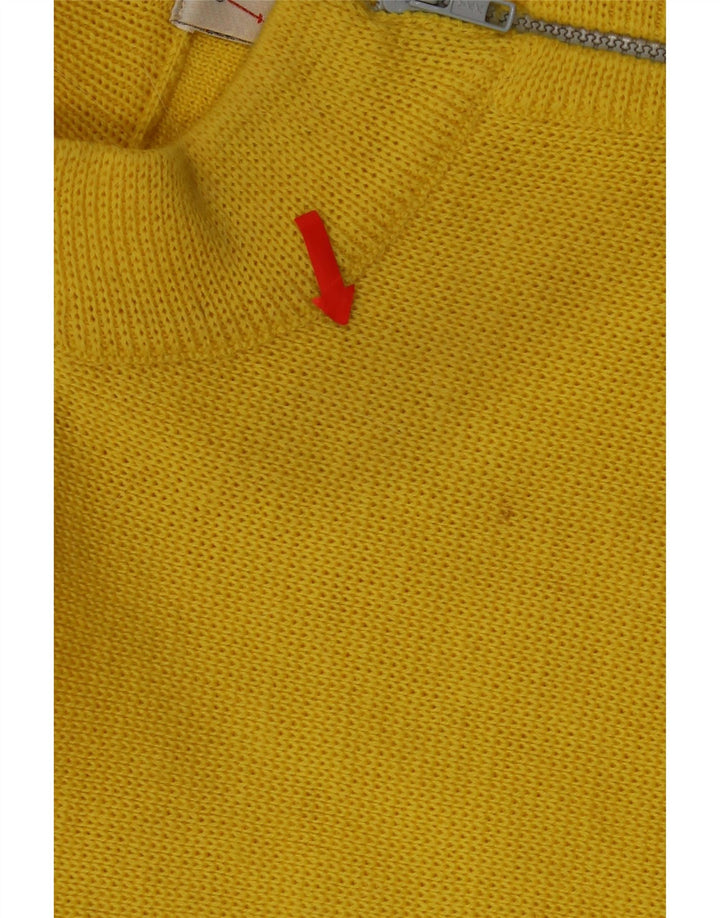 Vintage męski sweter z zamkiem błyskawicznym IT 46, wełniany w małe żółte paski
