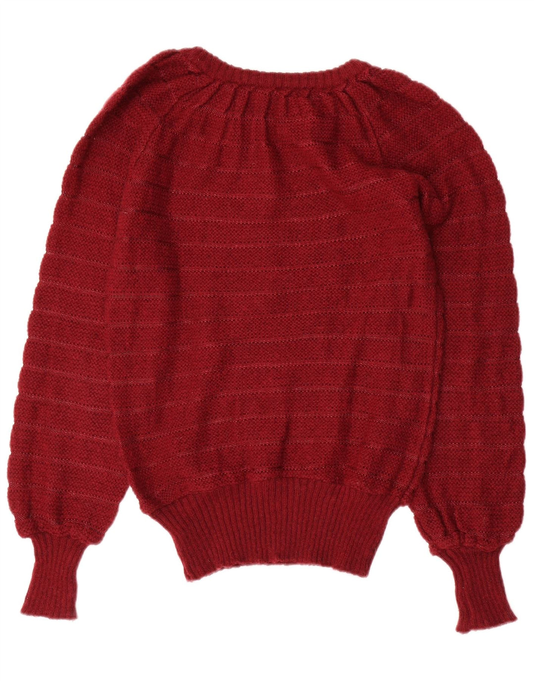 Sweter damski VINTAGE z dekoltem w łódkę UK 12 Średni bordowy