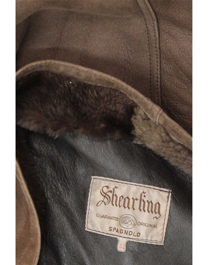 Vintage męska kurtka shearling IT 52 XL brązowa