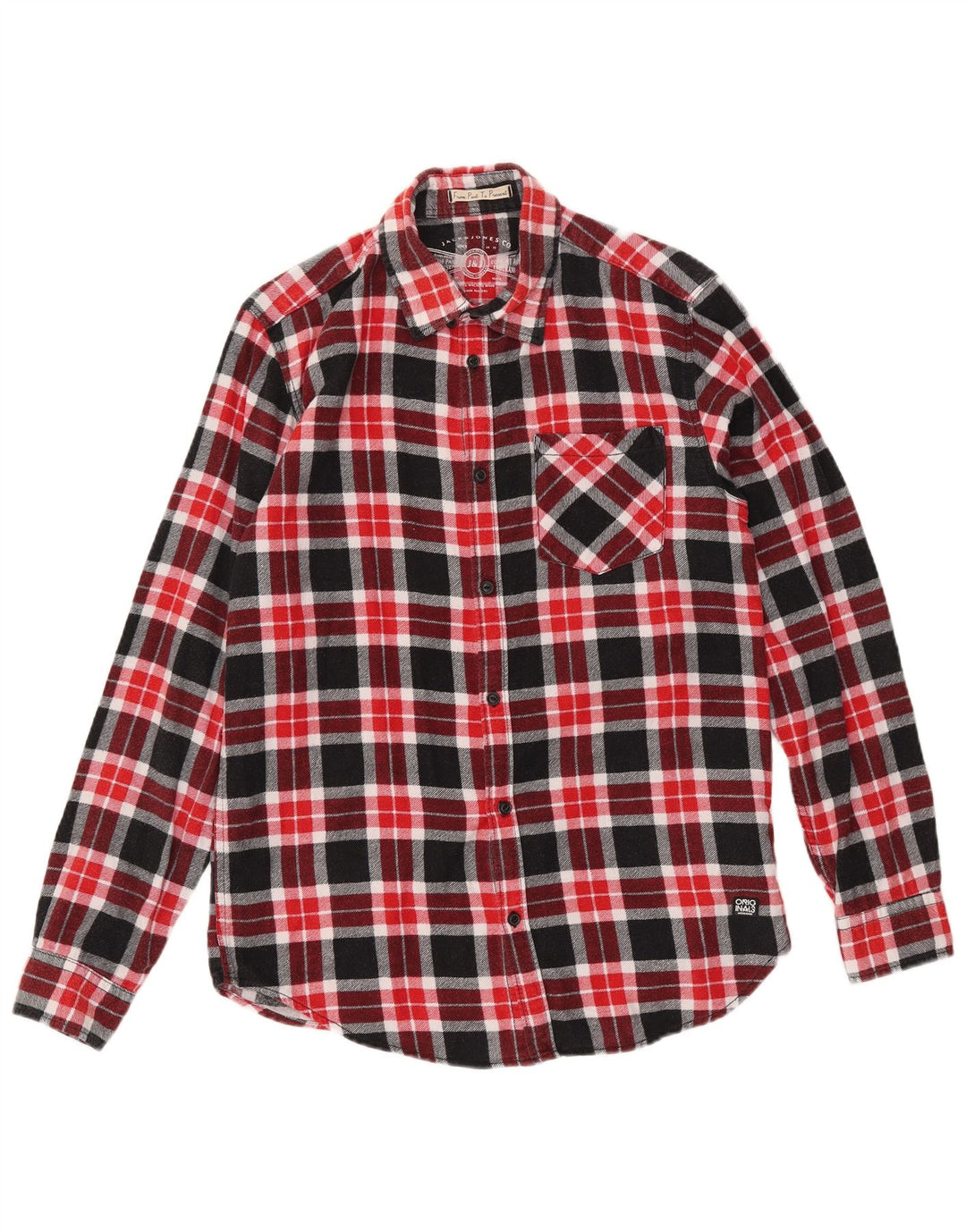 Męska koszula flanelowa JACK & JONES, bawełniana w średnią czerwoną kratkę