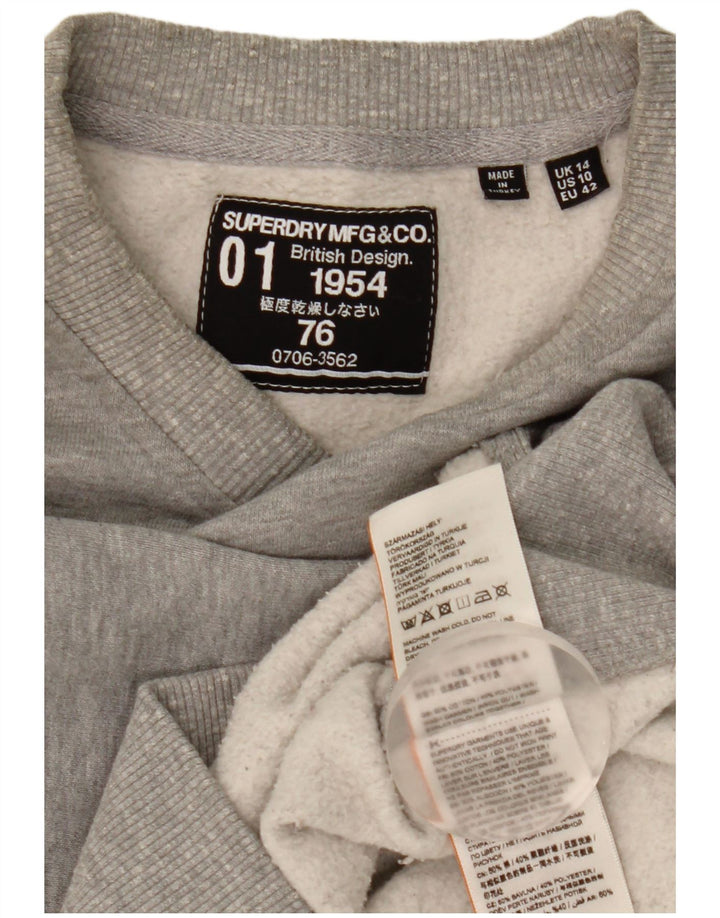Damski sweter oversize Superdry Graphic UK 14, duży, szary, bawełniany