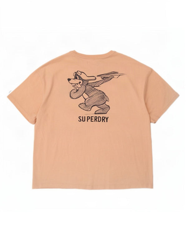 Superdry Womens Oversized Graphic T-Shirt Top UK 10 Small Pink Cotton